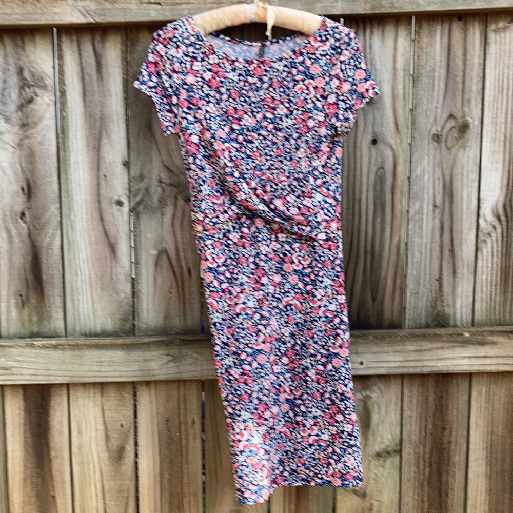 Stradivarius floral knit short sleeve dress